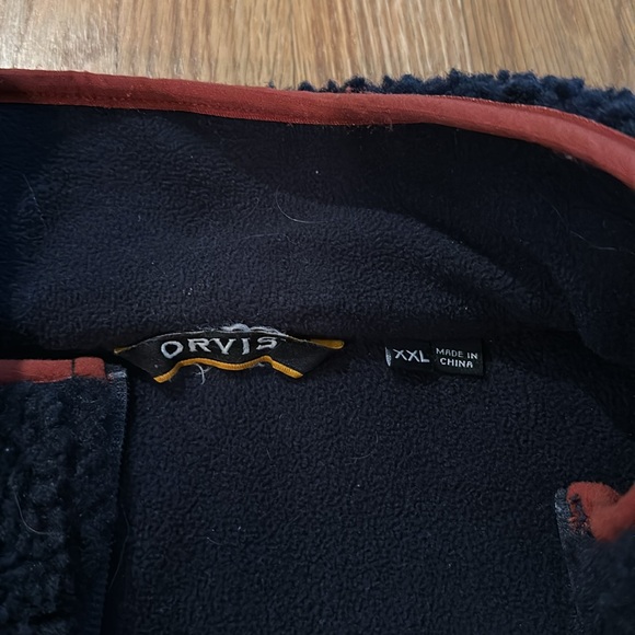 Orvis navy beige and orange fleece coat xxl - Picture 2 of 3